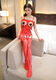 Long Night Chest Hole Mesh Sexy Shoulder Strap One-piece Net Clothes Tight Open Straps Net Stockings Stockings One Size Red