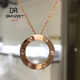 Fat Donglai's same style large cake necklace, high quality women's fashion sense, 18k rose gold plated round cake pendant clavicle chain, 3 diamond large cake necklace, rose gold