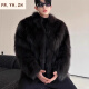 FR.YH.ZH imitation fur imitation leather men's jacket thickened imitation fox mink pu coat winter new jacket black XL