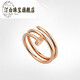 Tingbai 18K gold nail ring card floor women's high-end 925 silver 18K rose gold double circle head and tail inlaid with diamonds will not fall off the couple's ring rose gold ring US size 7