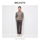 Brloote sweater men's letter warm casual cardigan bottoming round neck long-sleeved sweater men's camel 175/96A