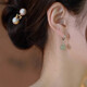 VTL Natural Hetian Jade Earrings Women's S925 Silver Ear Buckle Light Luxury Ear Care New Summer Slimming Ear Care Birthday Gift A Pair of Earrings Lake Green
