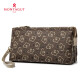 Mengtejiao women's large-capacity clutch bag printed double-layer hand bag women's fashionable women's bag small bag women's mobile phone bag gift R5222018412 brown gift for lover or girlfriend