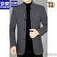 Luo Meng autumn and winter new Chinese stand collar wool casual suit tunic suit for middle-aged men slim Chinese woolen suit jacket 68153 dark gray 3XL