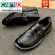 CARTELO spring and autumn breathable men's shoes soft leather business casual leather shoes genuine leather single layer cowhide round toe loose slip-on shoes black four seasons 40