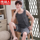 Antarctic Pajamas Men's Vest Summer Sleeveless Shorts Thin Cotton Men's Casual Home Wear Set Dark Gray Doggy XL