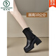 BOOTRAS DE MARTIN DE MARTINO HOBLO HOOTRA PARA MUJER botas de malla delgada de verano pequeños tacones altos botas de sandalia 2025 nuevas botas de malla de tacón grueso en blanco 36