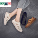 Zapatos de mujer huecos de cartelo sandalias de madre de la masa retro de piel de vaca para mujeres en el verano de cuero genuino suave el suela de mediana edad y zapatos de agujeros mayores estilo madre 1098 amarillo (el tamaño es pequeño y recomendado para tomar una talla más grande 38