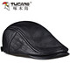 Woodpecker Spring Autumn and Winter Genuine Leather Hat Men's Peaked Cap Middle-aged and Elderly Retro Sheepskin Progressive Beret Korean Style Trendy Single Black Sheepskin Thin Style (No Ear Protection) 2XL (59-61cm) Adjustable