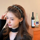 Wanyao Xiaoxiangfeng braided wavy hair hoop for women 2025 new high-end toothed crushed hair clips hair bundle high skull headband coffee color Xiaoxiangfeng hairband