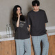 In Shimmer, summer pure cotton couple pajamas, thin short-sleeved plaid trousers set, large size cool cotton pajamas set, men's XL