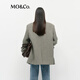 MO&Co. Suit Spring Retro Brown Green Herringbone Sheep Wool Padded Broad Shoulder Jacket MBE1BLA005 Green Mixed Color S
