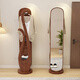 Baihua Peony solid wood full-length mirror coat rack home rotatable bedroom hanging clothes storage floor-standing multi-functional all-in-one dressing mirror walnut color