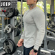 JEEP SPIRIT muscle fitness long-sleeved American Henry shirt bottoming shirt men's tough guy Henry collar T-shirt slim sports casual white (XL