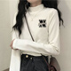 Baldauren girls and boys de velvet bottoming shirt junior high school and high school student long-sleeved shirt high collar with velvet thickened warm top de velvet white-294# fuzzy little black cat regular 150 (M) 80-100Jin Jin is equal to 0.5 kg