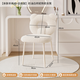 Guda makeup stool cream style makeup chair bedroom sherpa dressing table stool women's home backrest leisure office chair white sherpa fixed style