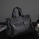 South men's briefcase genuine leather men's bag cowhide high-end business casual simple handbag men's large-capacity official bag style two black large bag 15.6 inches