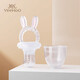 YEEHOO Baby Bite Bag Food Complementary Food Device for Children to Eat Fruits and Vegetables Baby Bites and Plays Full Silicone Artifact Cute Rabbit Transparent Large Size 7 Months and Over 1 Pack