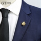 Shencheng GT Shencheng Fashionable Retro Maple Leaf Brooch Men's Business Suit Corsage Personalized Versatile Suit Decoration Lapel Pin Gold