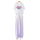 Piggy Pete Girls Summer Suit Dopamine 2025 New Children's and Big Children's National Style Summer Suit Two-piece Set Fashionable Summer Casual 15117 Gradient Purple + 9922 White 150 cm