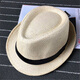 KAROND new small top hat men's spring and summer white sun protection large brim beach hat men's and women's British jazz autumn and winter sun hat straw hat pure white children's size 54CM