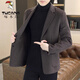 Woodpecker (TUCANO) Woolen Suit Men's 2024 Autumn and Winter New Suit Short Woolen Jacket Business Casual Top Men's Dark Gray XL 130-150Jin Jin equals 0.5 kg
