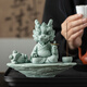 Earth Story Green Sand Stone Lucky Dragon Tea Pet Ornament One Finger Makes Money Mascot Tea Table Home Living Room Desktop 2024 Decoration Master Shenlong One Finger Makes Money - Combination Pack No Specifications