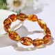 OUCERNY Flower Amber Bracelet Natural Raw Stone Amber Beeswax Bracelet Shape Bracelet Men and Women Style Single Circle Bracelet 10-12g