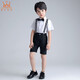 Ormondwei boys' dress children's shirt overalls suit flower girl suit chorus host piano performance suit LB20023 black four-piece suit 110