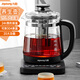 Joyoung 1.7L large capacity health kettle, thermal insulation tea kettle, health electric tea kettle, multifunctional flower tea kettle, household fully automatic tea kettle, glass electric kettle, intelligent temperature adjustment kettle, black 1.7L, free 304 stainless steel tea basket