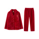 Fenten Couple's Pajamas Autumn and Winter Zodiac Year of the Snake Lapel Double-sided Coral Velvet Home Clothes Couple's Pajamas Set Big Red (Women's Style) 2XL