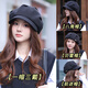 Thousands of charming cloud hat pleated women's spring and autumn new style little British retro casual octagonal hat versatile beret for women winter brown - upgraded double layer cotton