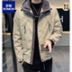ROMON Jacket Men's Spring and Autumn 2025 New Charge. Clothes Men's Handsome Casual Hooded Workwear Men's Jacket JK8810 Beige Spring and Autumn Model XL Recommended 120-140Jin Jin equals 0.5 kg