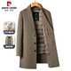 Pierre Cardin high-end double-sided cashmere woolen coat men's mid-length thickened down lining woolen coat men's winter clothing camel 175/92A suitable for 125-145Jin Jin equals 0.5 kg