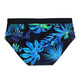 UXH tropical leaf green leaf briefs men's polyester fabric swimming pool ocean beach close-fitting elastic pants comfortable swimming equipment tethered size men's water sports black M