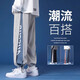 Dingfengbaoluo casual pants men's high street drawstring anklet autumn loose trendy overalls large size HM9072 gray L