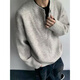 She Man Lai Sweater Men's 2024 Autumn and Winter New Gray American Retro Henley Collar Lazy Style Cleanfit Sweater Men Gray XL
