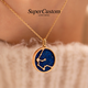 SUPERCUSTOM super engagement ring 18k gold necklace custom-engraved lapis lazuli twelve constellations pendant gold gift for girlfriends and couples rice ear gold - chain not included Aries 3/21- 4/19 Gregorian calendar