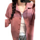 Jeanswest women's solid color shirt 2025 spring new top classic lapel trendy girl's shirt KF pink 8340 160/84A/M