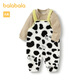 Balabala Children's Suit Boys Winter Clothes Girls Cotton Clothes Baby Overalls Two-piece Set Plus Velvet White Black - Dalmatian Style - 00319 100