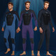 Shark Bart 3MM wetsuit for men Shark Bart new diagonal zipper popular long-sleeved semi-dry floating deep diving surf swimsuit 1500 blue M
