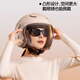 Two Little Bees 3C certified motorcycle helmet for men and women, battery electric vehicle, winter anti-freeze, warm, anti-fog, four-season safety 3/4 helmet, khaki color, anti-fog double mirror, Class A 3C, small size, head circumference 54-59cm, recommended for women