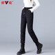 Yalu down pants women's outer wear 2025 winter new style warm slimming high-waisted winter duck down thickened elastic cuffed sweatpants black XL recommended 120-135Jin Jin equals 0.5 kg