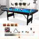 SZX folding pool table home indoor adult new American standard black eight billiards children's entertainment training table case 7 feet-214 121 80cm-black table + green cloth