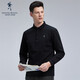 Dances with Wolves, plus velvet, autumn and winter fashionable business commuter logo, versatile men's long-sleeved POLO 001 black 175