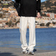 Homlean American retro casual pants for men in autumn, comfortable and versatile, loose and drapey wide-legged trousers an04 white gray XL