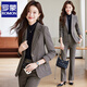 ROMON light coffee woolen suit jacket for women autumn and winter 2025 new high-end temperament small professional thick suit suit dark gray (suit + pants) M
