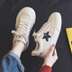 Yezhi women's shoes spring and summer white shoes ins trendy Korean version 2024 new canvas shoes for women versatile students running casual shoes H983 star canvas shoes [bee size 37]