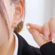 WOUG Gold Store Model 2025 New Fashion Versatile Simple Girls Yellow Earrings Small Fragrance Style Gift Gold Earrings Color Preserving Plating (Xiao Fragrance Style)