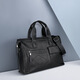 South men's briefcase genuine leather men's bag cowhide high-end business casual simple handbag men's large-capacity official bag style two black large bag 15.6 inches